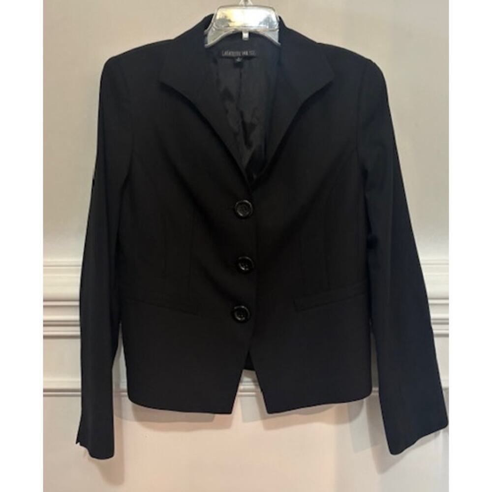 Lafayette 148 New York Women's Black Wool Blend Blazer Size 8 Career Office